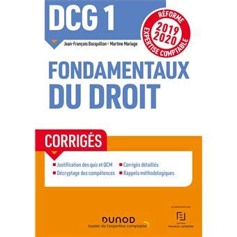 DCG 1 Fondamentaux du droit - Corrigés : Réforme Expertise comptable 2019-2020